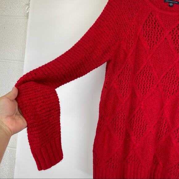 American Eagle red knit tunic sweater dress size Medium - Picture 7 of 11